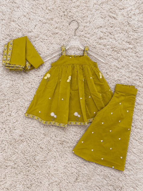 Mustard Yellow Floral Sharara Set