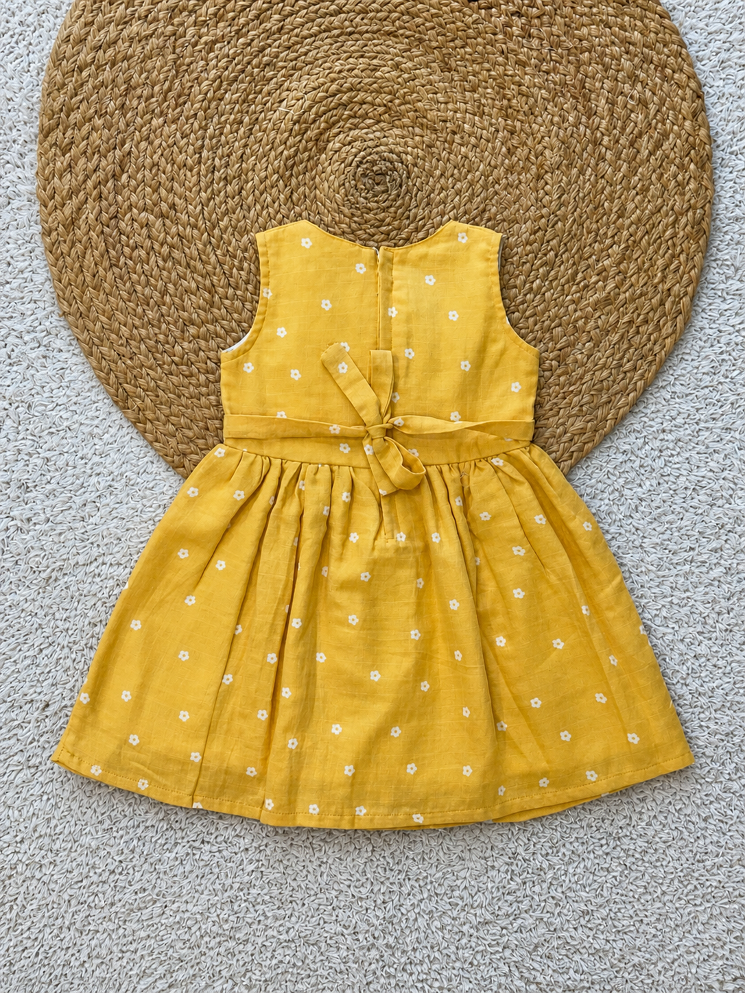 Mustard Floral Muslin Dress