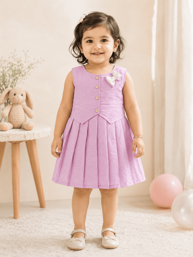 Blush Bow Pleated Dress