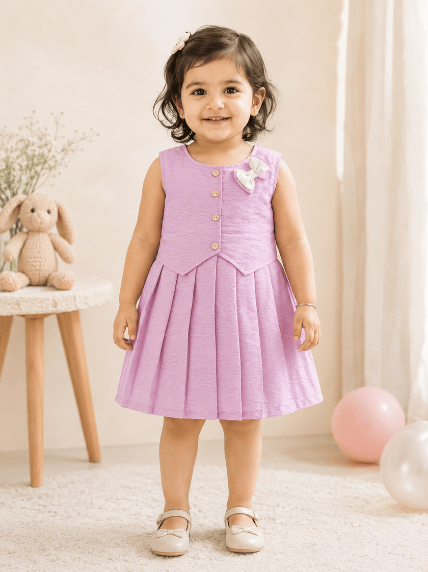 Blush Bow Pleated Dress