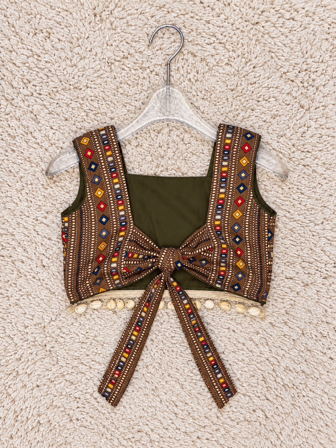 Brown Geometric Rayon Cotton Lehenga