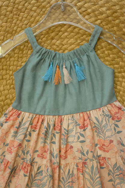 Boho Tassel Floral Tiered Frock
