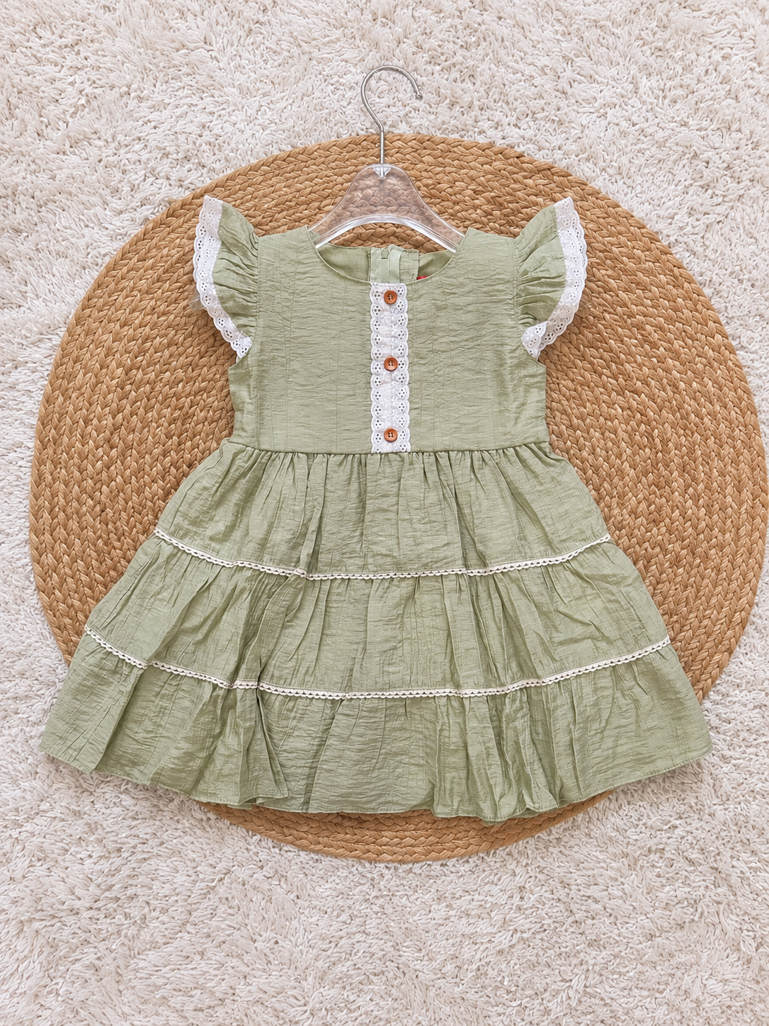 Sage Lace Tiered Frock