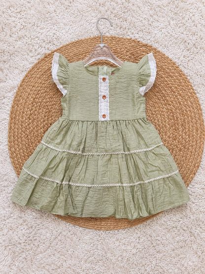 Sage Lace Tiered Frock