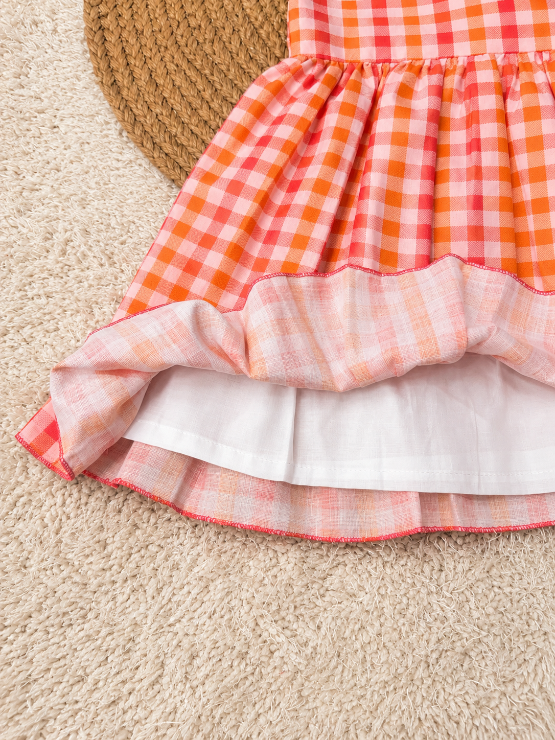 Cherry Gingham Charm Dress – Coral