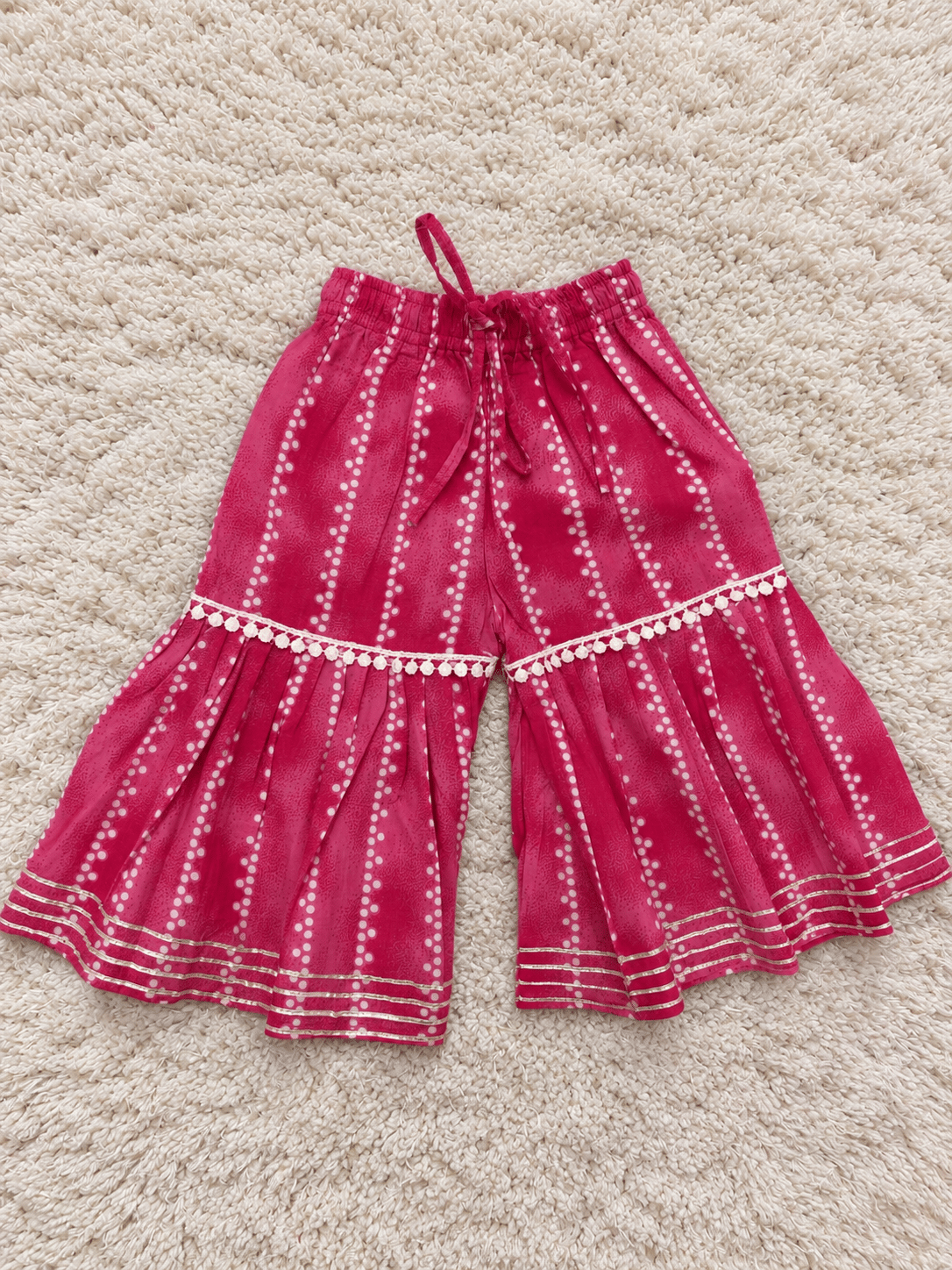 Fuchsia Dotted Pure Cotton Sharara
