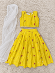 Sunshine Yellow Mul Cotton Embroidered Lehenga