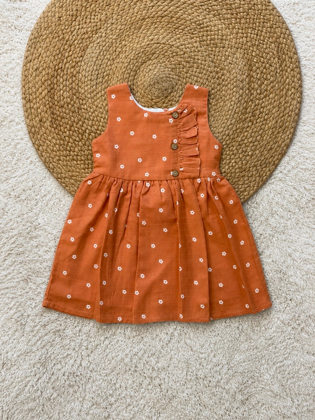 Rust Floral Muslin Dress