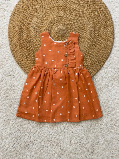 Rust Floral Muslin Dress