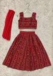 Crimson Geometric Rayon Cotton Lehenga
