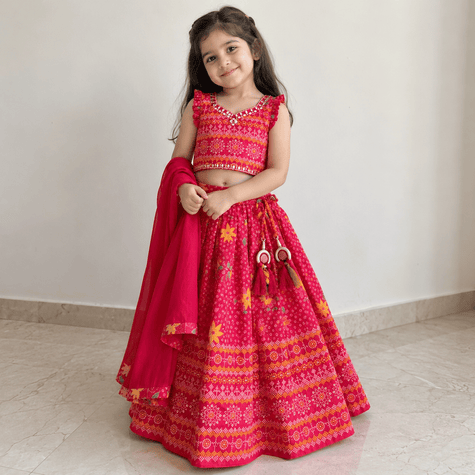 Rani Pink Floral Lehenga Set