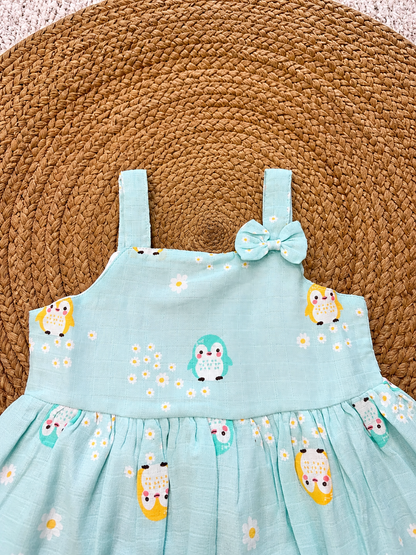 Owl Print Muslin Dress