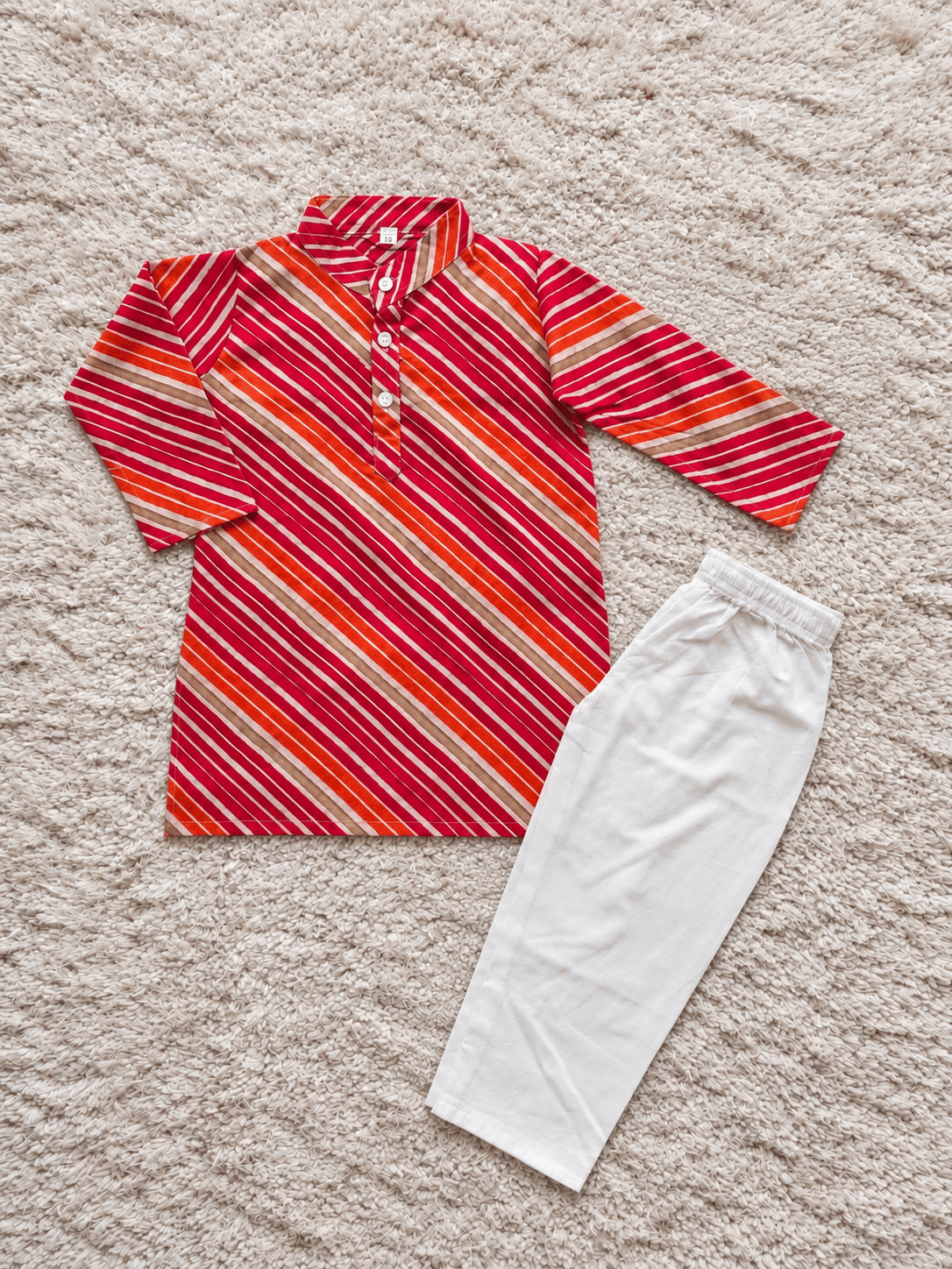 Crimson Sunset Stripe Kurta