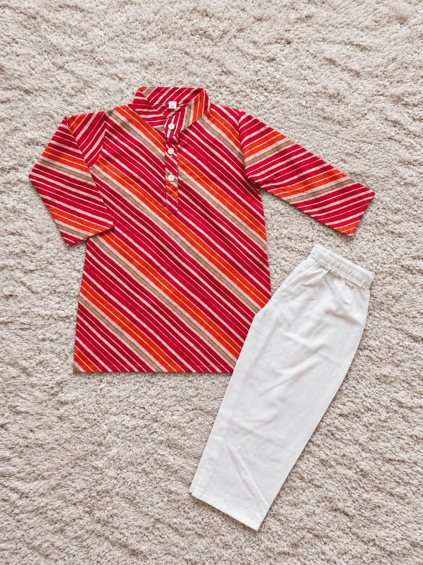Crimson Sunset Stripe Kurta