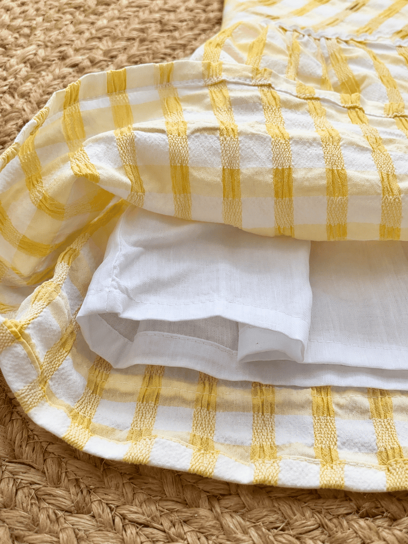 Sunshine Gingham Flower Frock