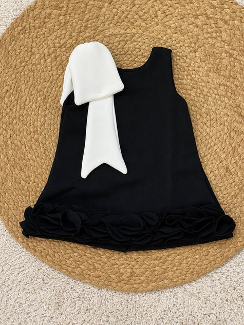Midnight Ivory Statement Bow Dress