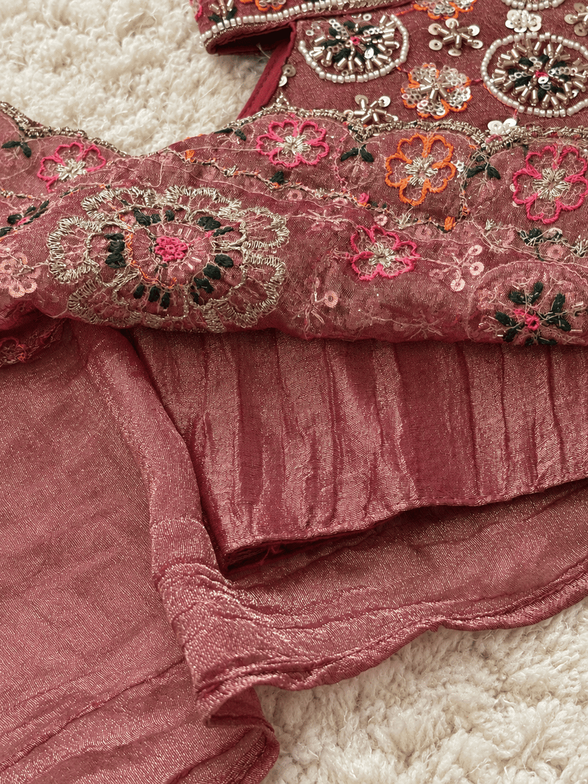 Maroon Floral Embellished Sharara Set