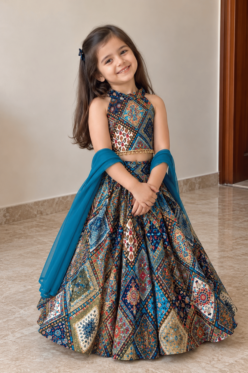 Midnight Blue Rayon Cotton Lehenga
