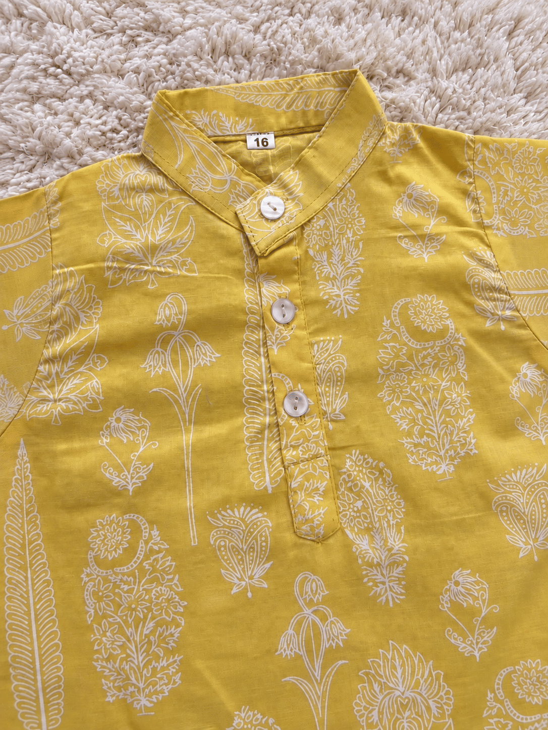 Mustard Botanical Cotton Kurta Set
