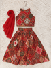 Crimson Patchwork Rayon Cotton Lehenga