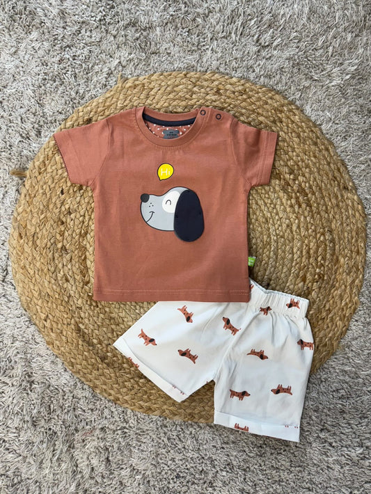 Dog Print T-Shirt & Shorts Set