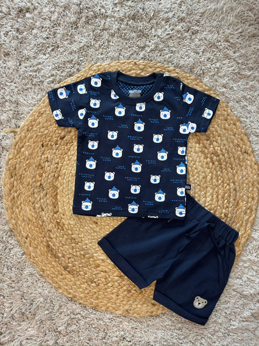 Bear Print T-Shirt & Shorts set