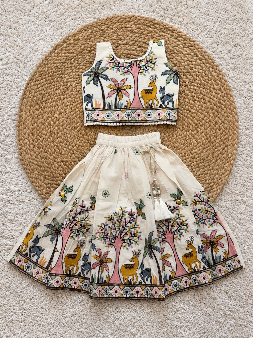Ivory Folk Embroidered Lehenga