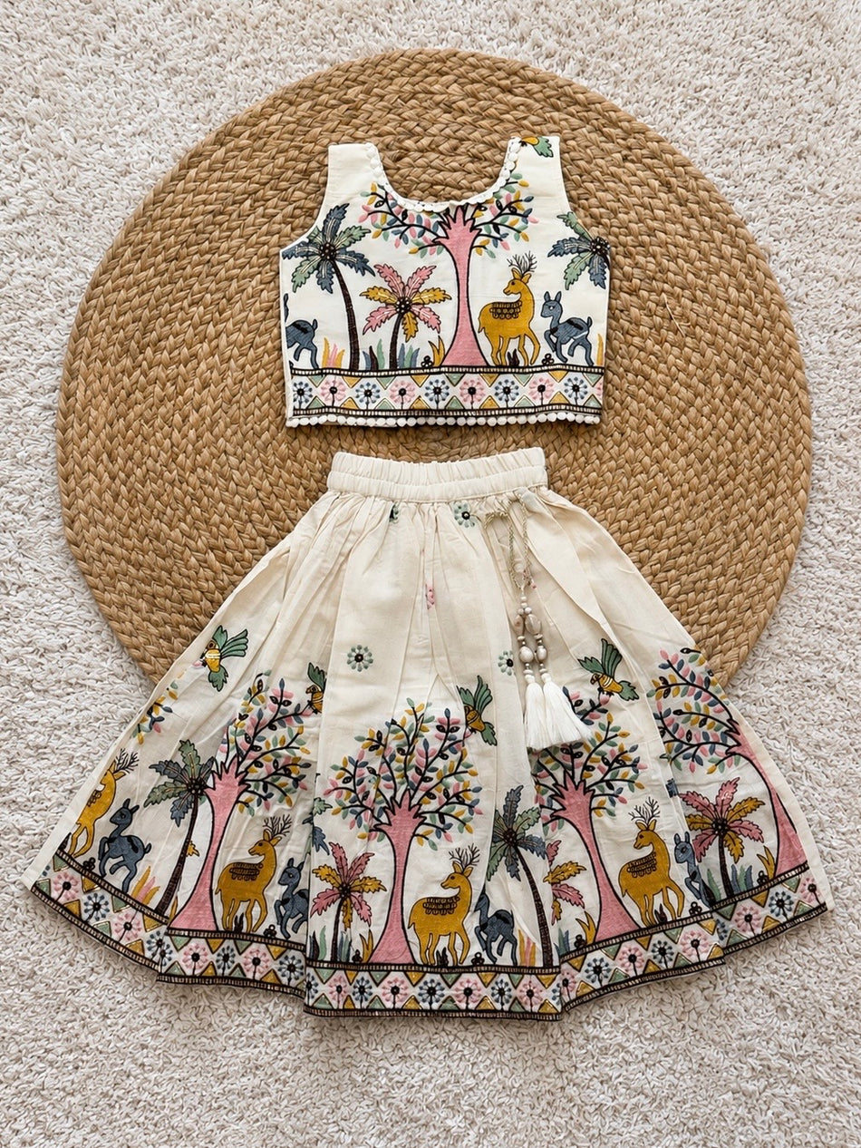 Ivory Folk Embroidered Lehenga