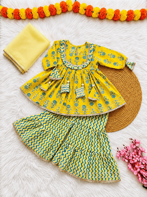 Sunshine Yellow Floral Sharara Set