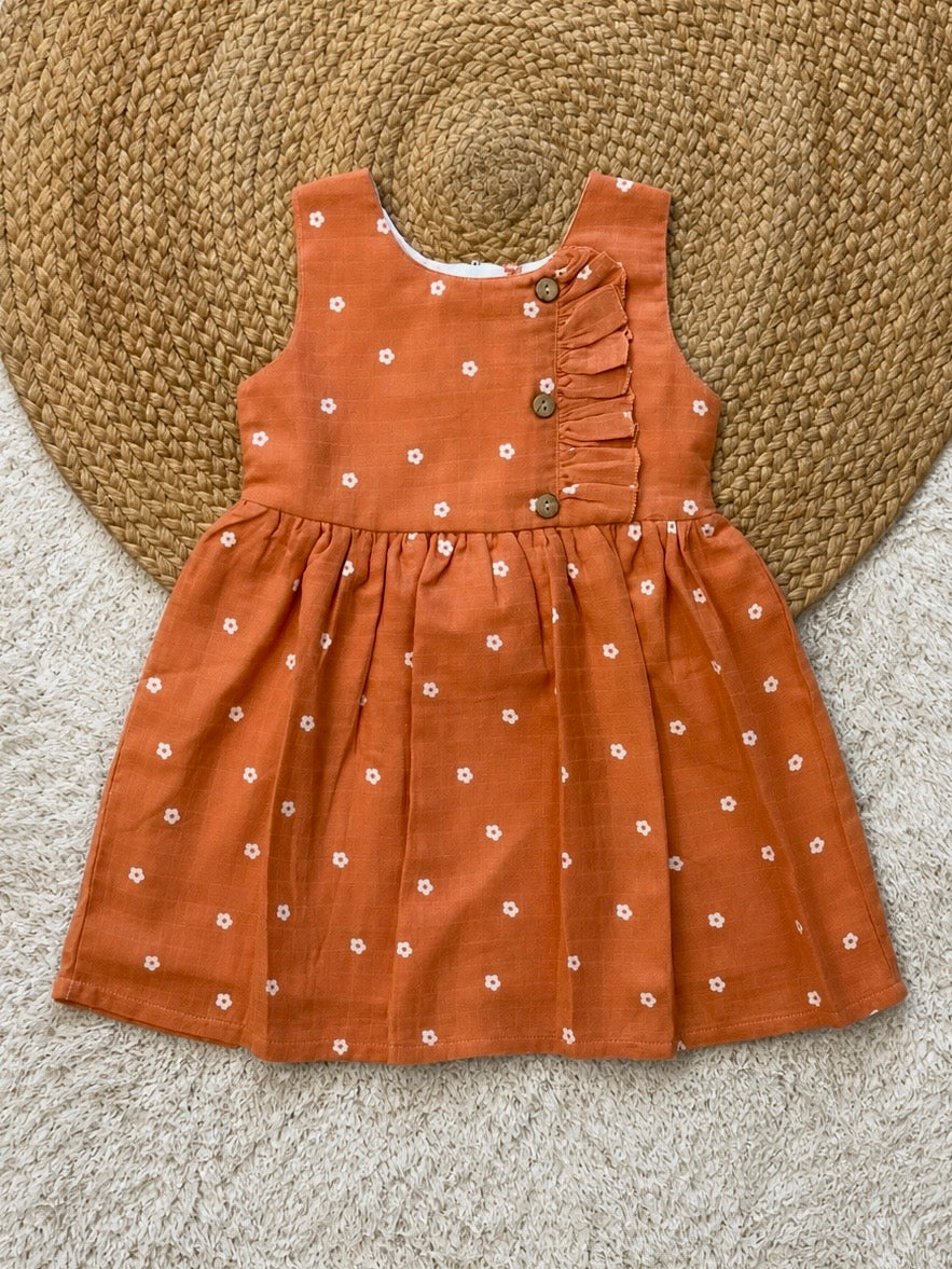 Rust Floral Muslin Dress
