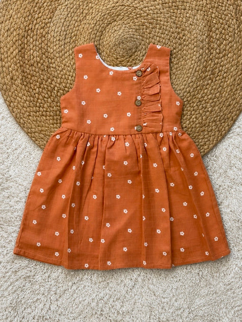 Rust Floral Muslin Dress