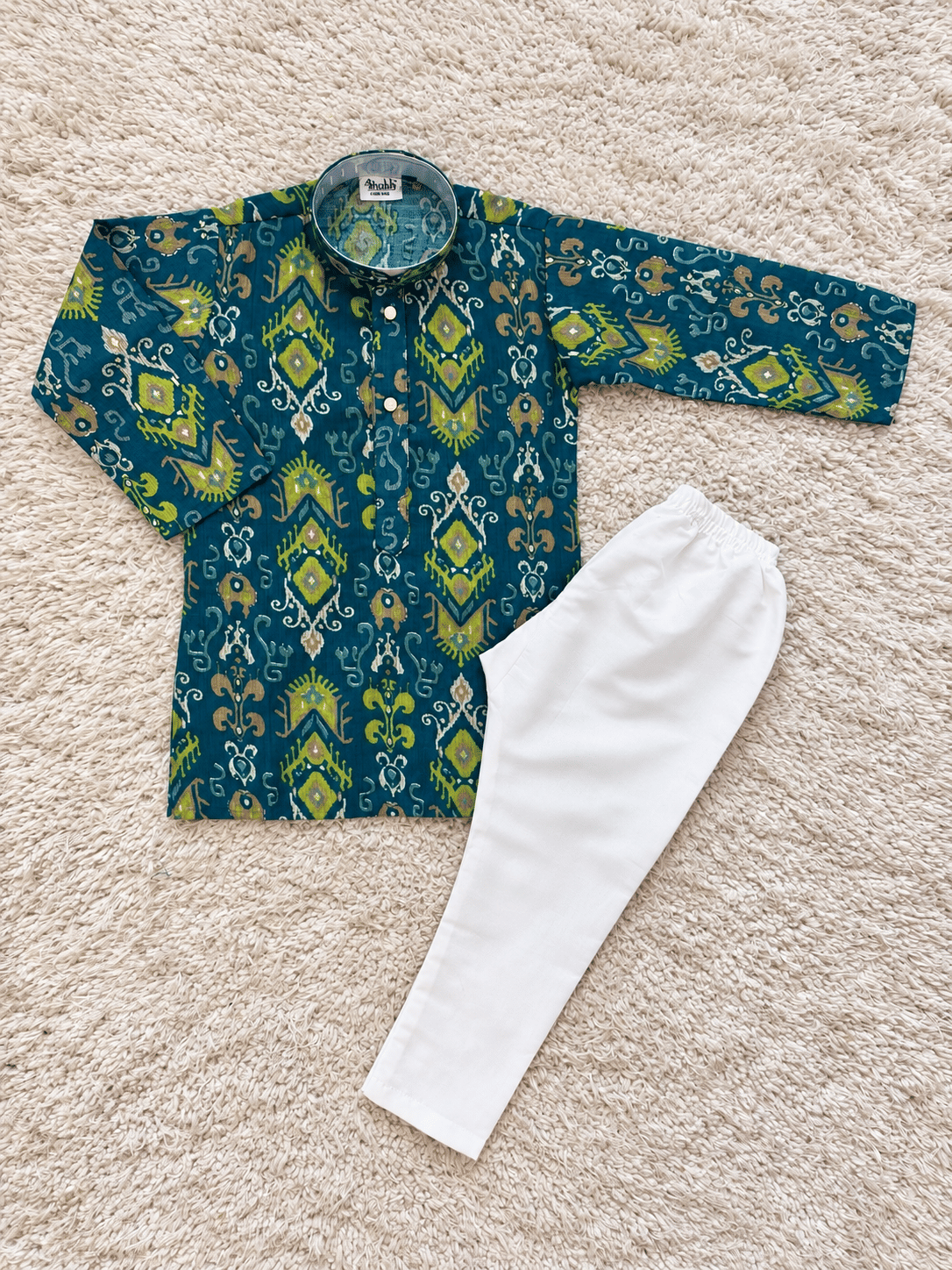 Teal Chanderi Cotton Kurta Set