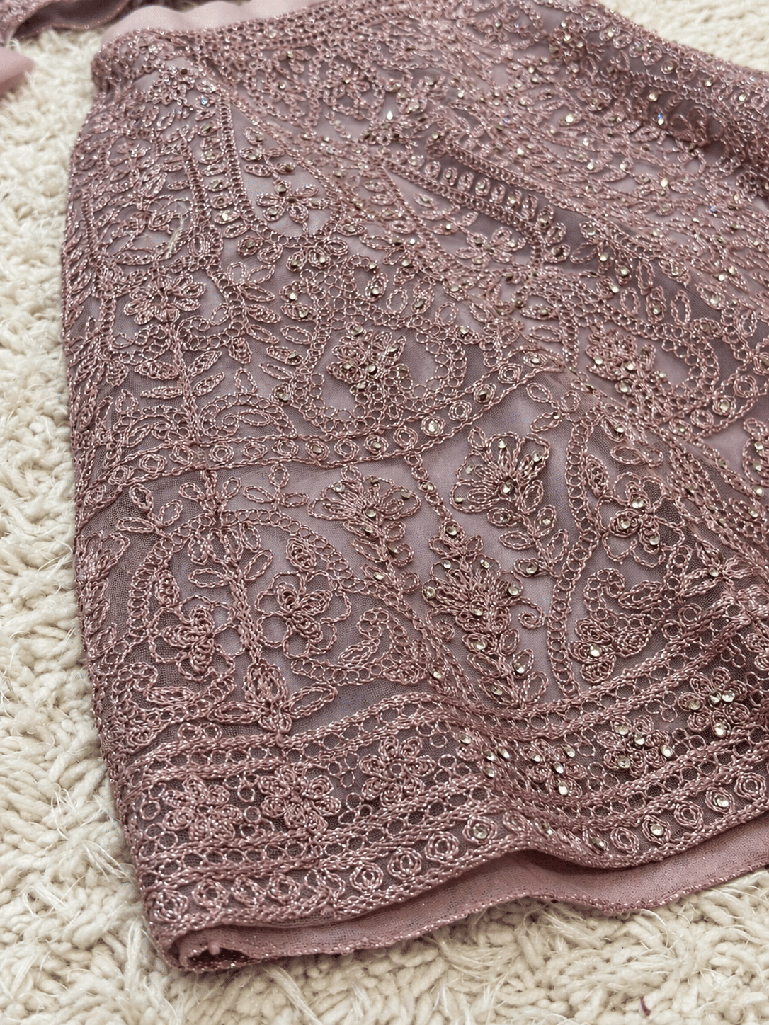 Dusty Mauve Embroidered Lehenga Set