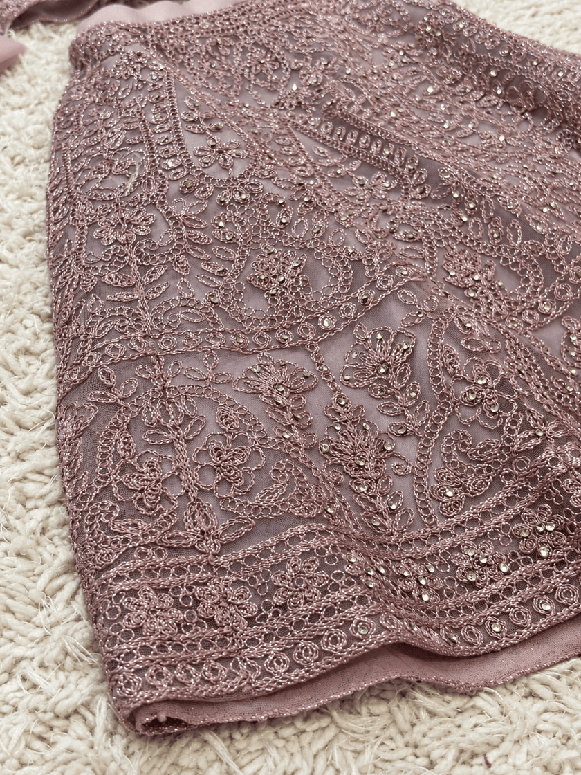 Dusty Mauve Embroidered Lehenga Set