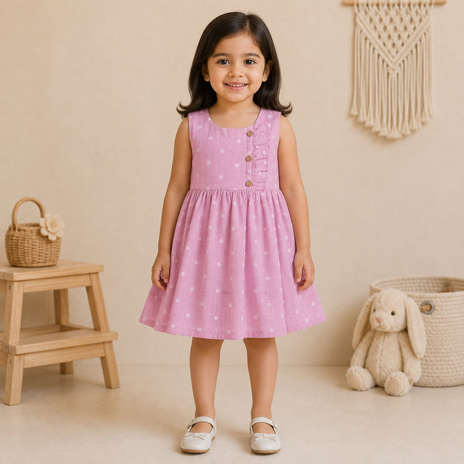 Lilac Floral Muslin Dress
