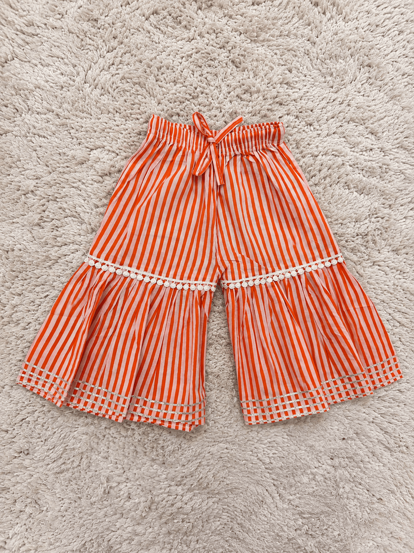 Orange Stripe Pure Cotton Sharara