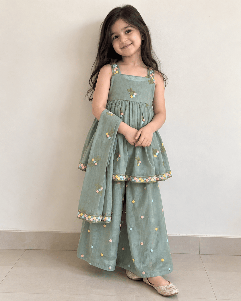 Sage Pastel Floral Lehenga Set