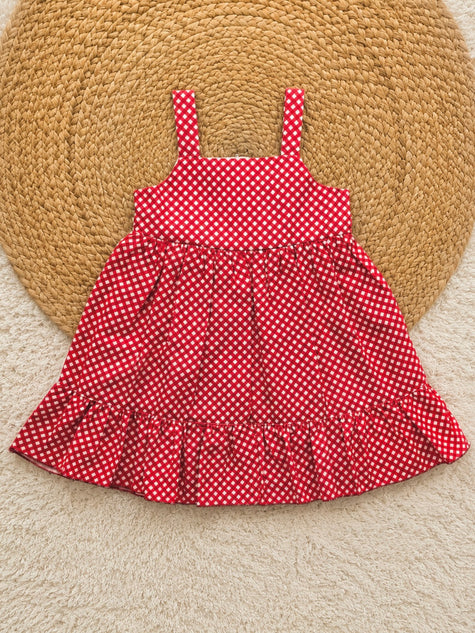 Cherry Gingham Charm Dress – Red