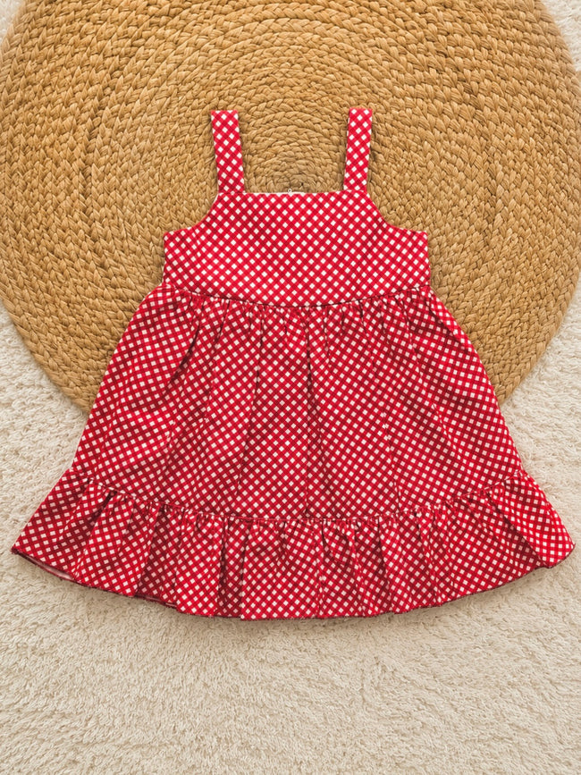 Cherry Gingham Charm Dress – Red