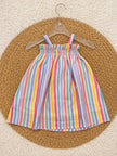 Pastel Rainbow Stripe Smocked Dress