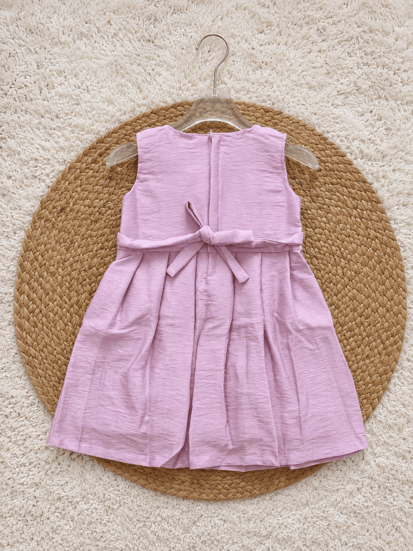 Blush Bow Pleated Dress