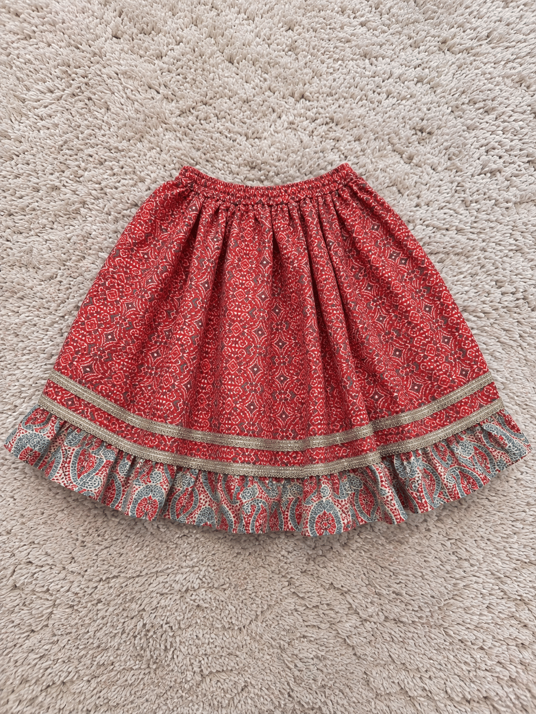 Crimson Paisley Pure Cotton Lehenga
