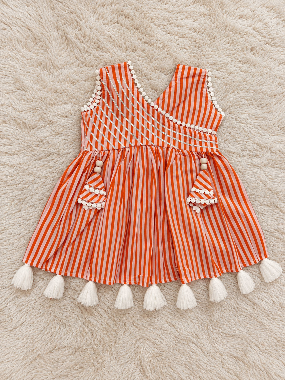 Orange Stripe Pure Cotton Sharara