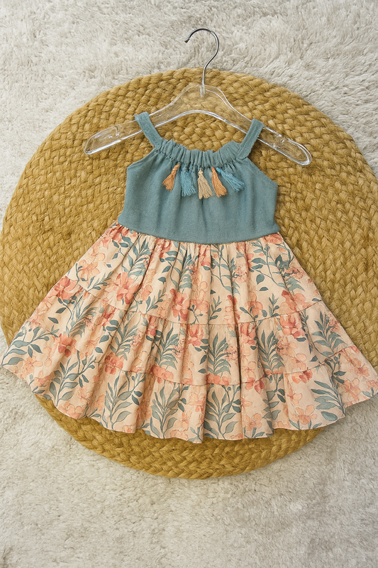 Boho Tassel Floral Tiered Frock