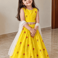 Sunshine Yellow Mul Cotton Embroidered Lehenga