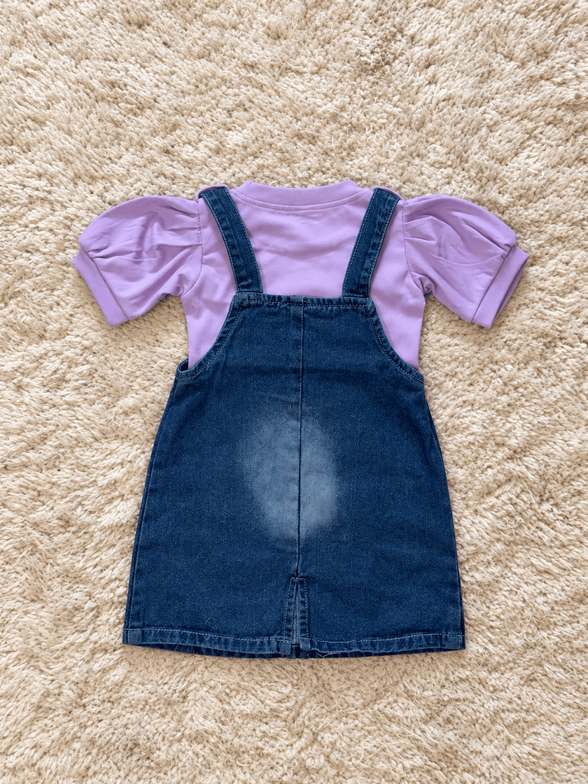Lavender Bloom Denim Pinafore Dress