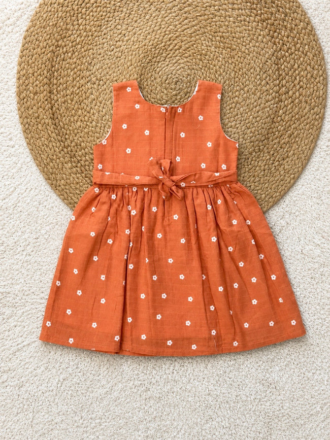 Rust Floral Muslin Dress
