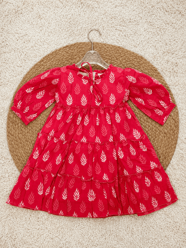 Crimson Leaf Tiered Dress