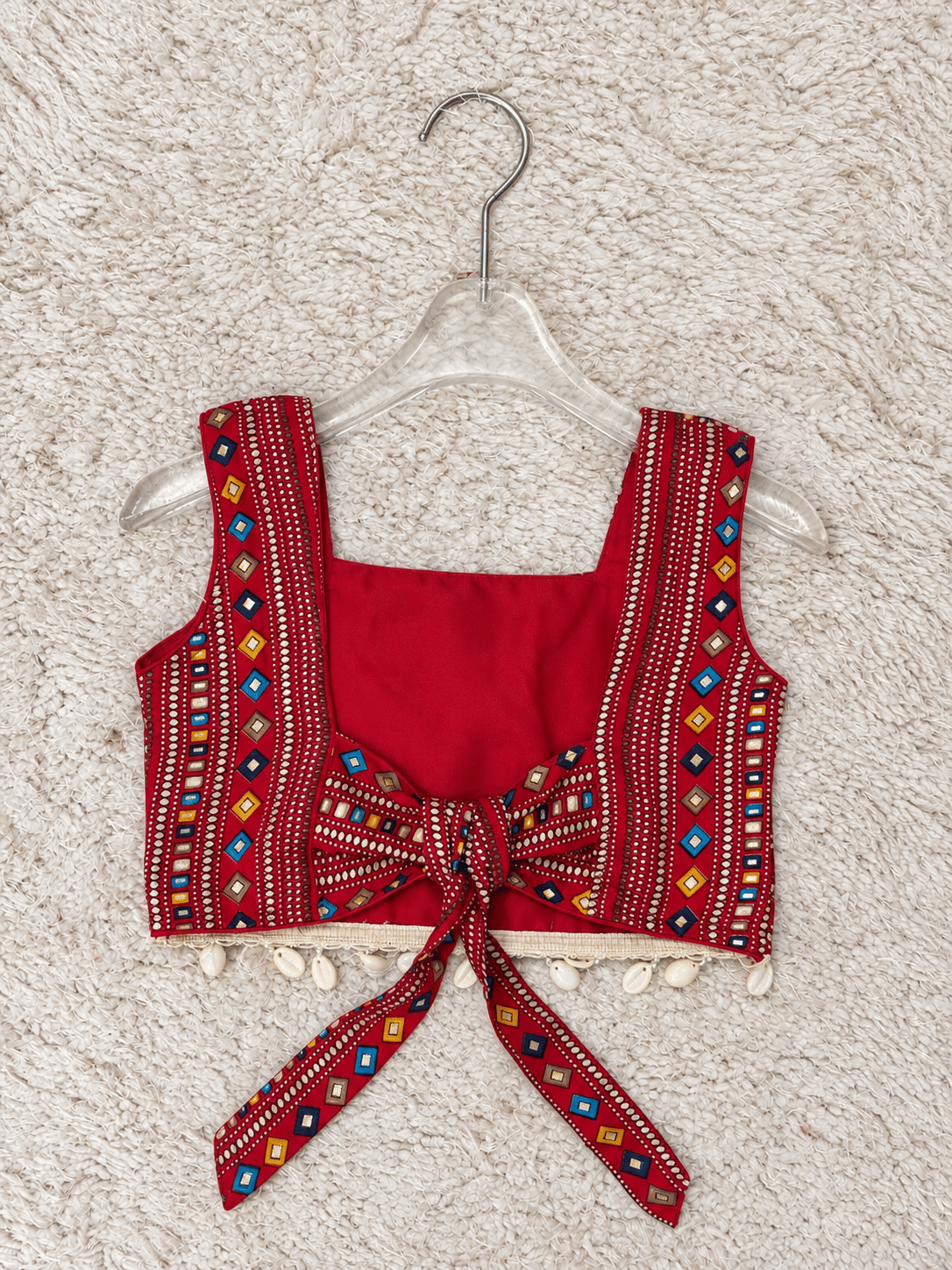 Crimson Geometric Rayon Cotton Lehenga