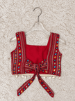 Crimson Geometric Rayon Cotton Lehenga